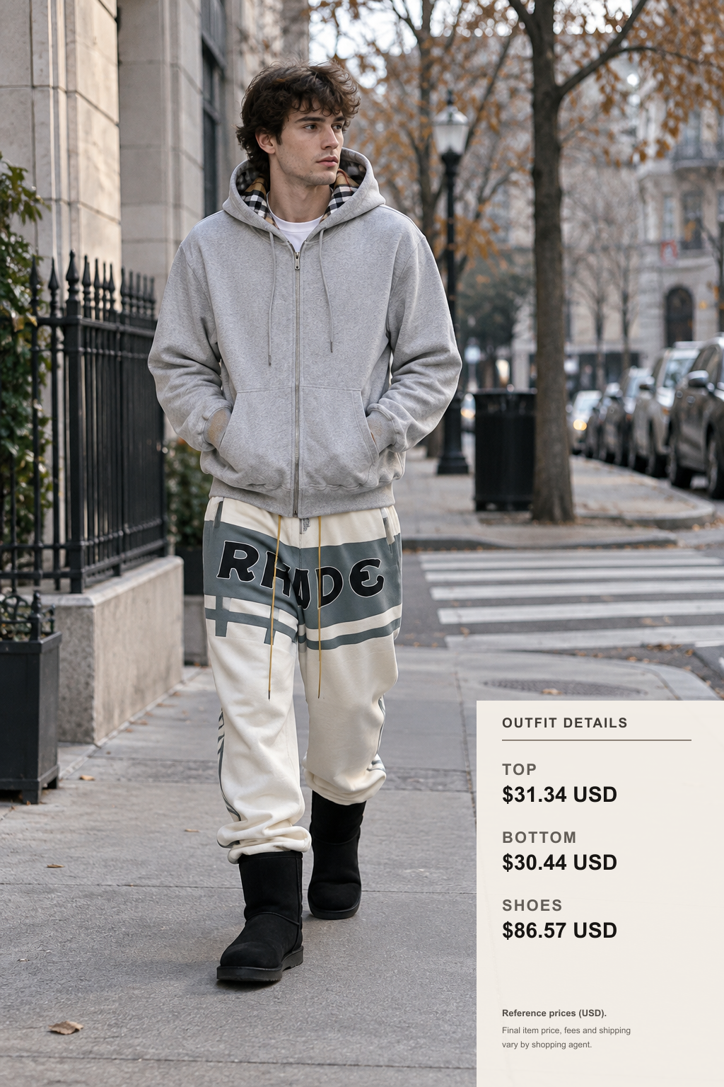 Rhude Hoodie: 3 Fall-Winter Outfit Ideas outfit 1 full-body street style for fashionreps