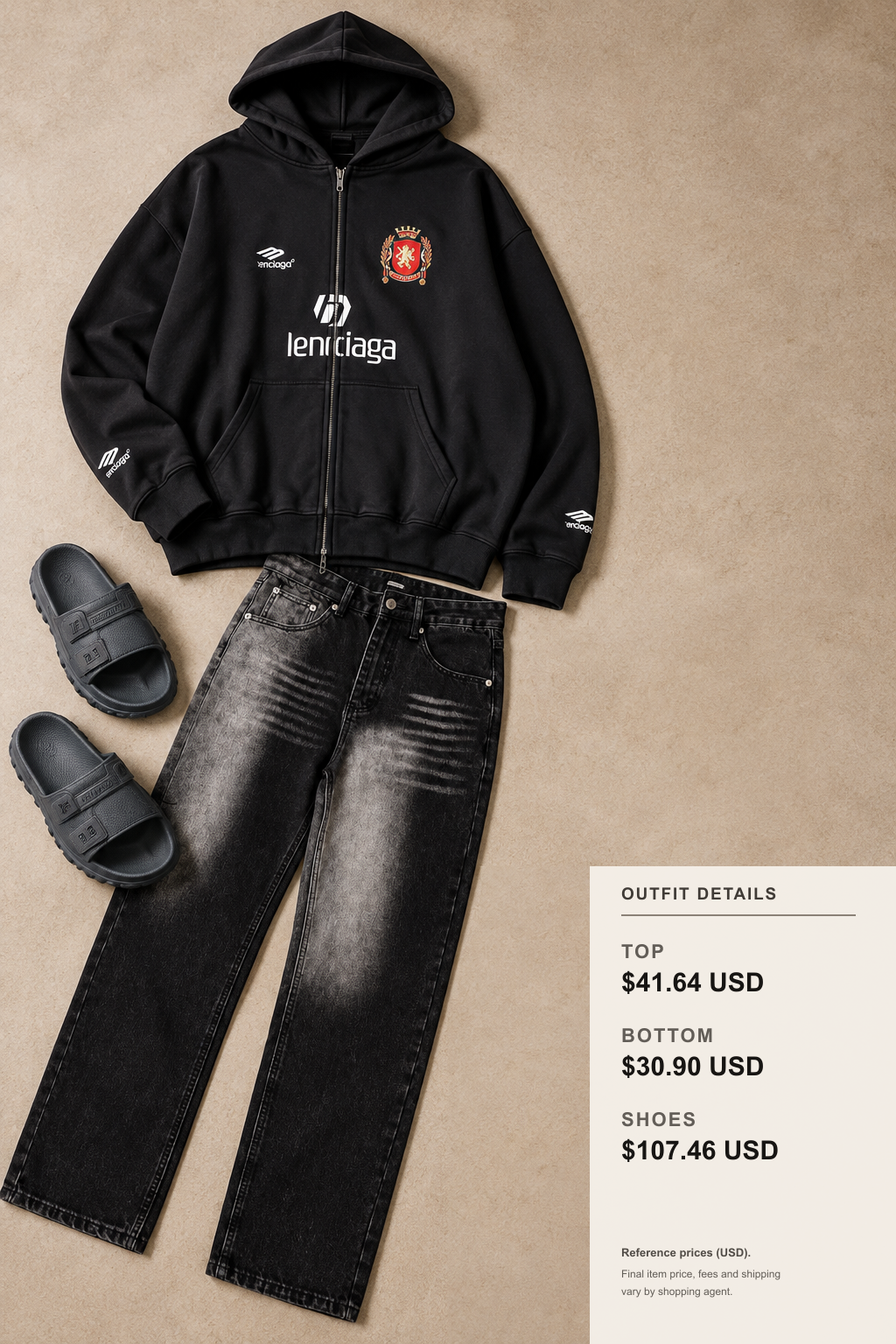 rhude Hoodie Layers for Fall-Winter Outfits outfit 2 editorial flat lay for fashionreps