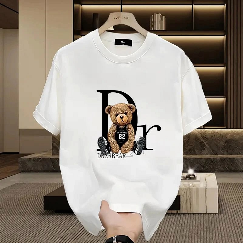 Dior Bear Graphic White T-Shirt Review: Loose Cotton Crewneck, Heat-Transfer Print