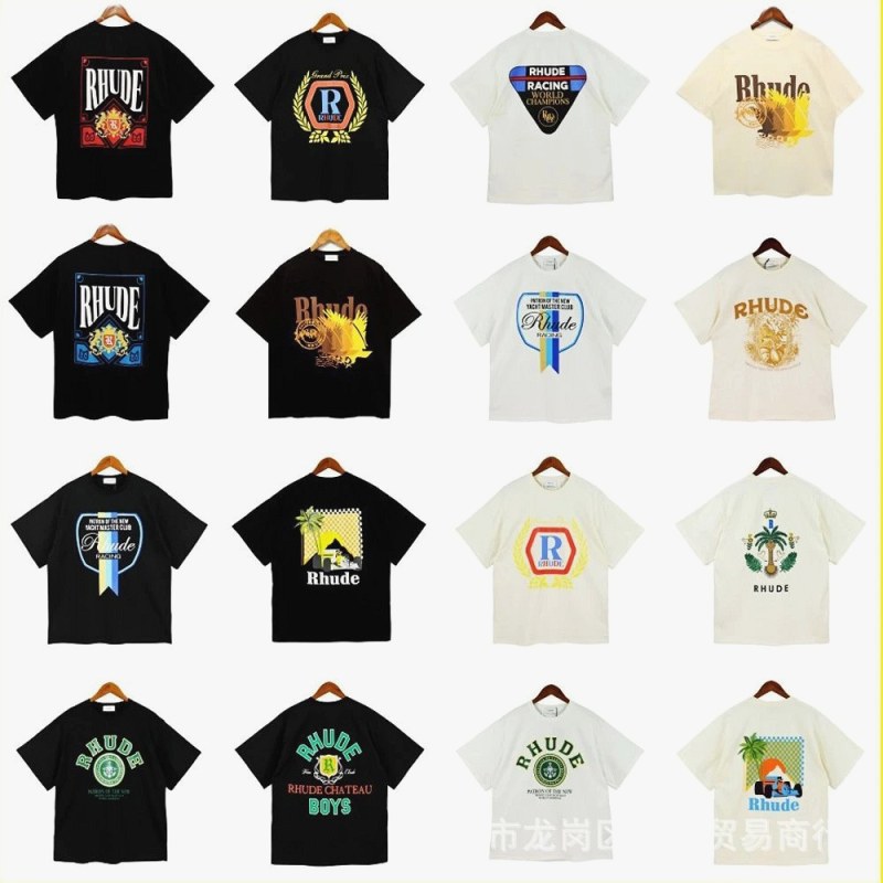 Rhude Trendy T-Shirts with Various Printed Designs Review: A 240g Cotton Print Tee, Weighed and Washed